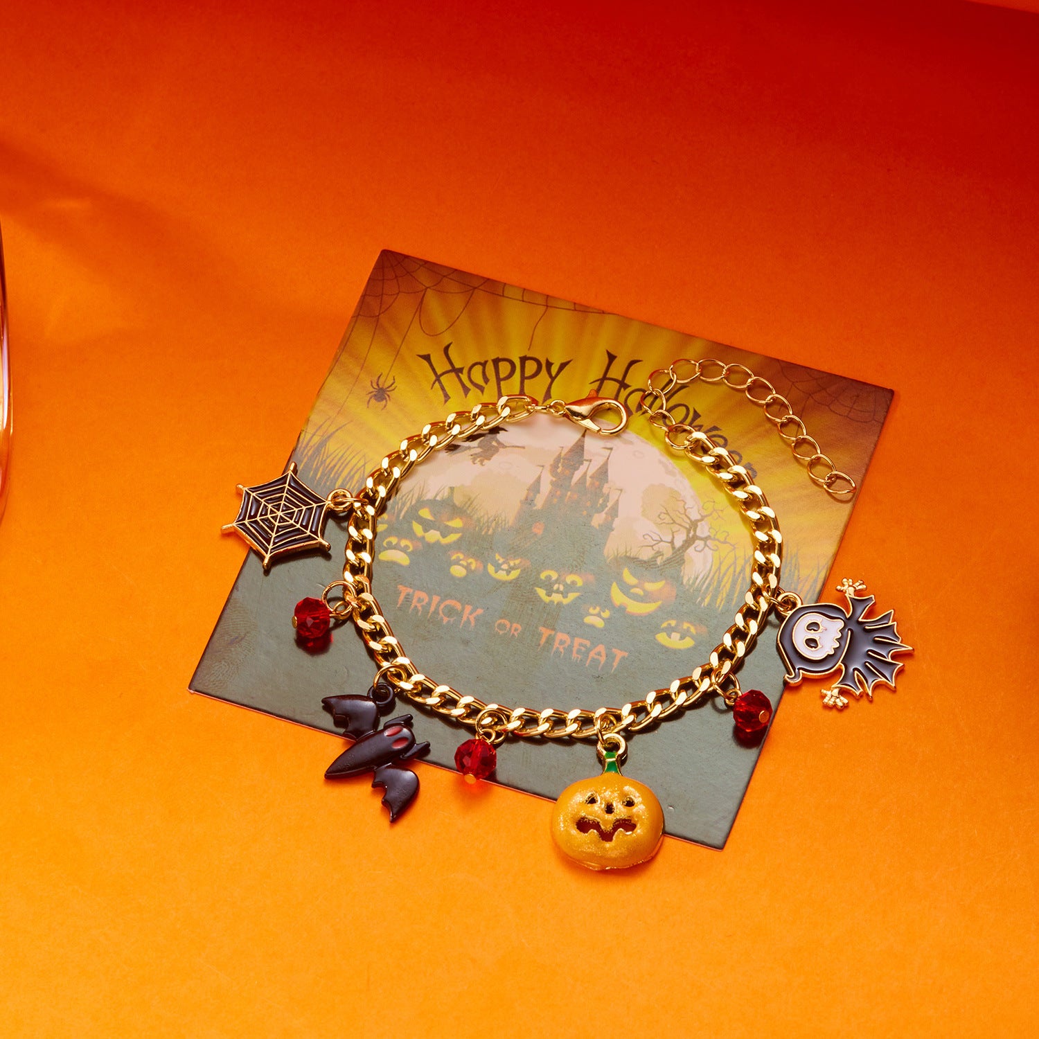 Wholesale Halloween Pumpkin House Bat Ghost Pendant Bracelet