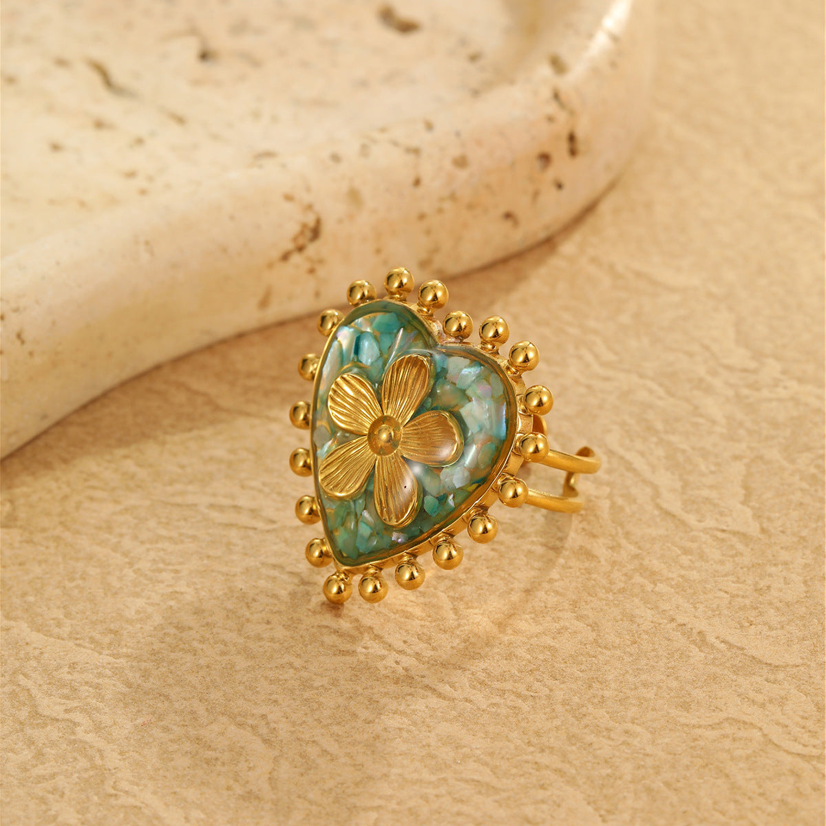 Wholesale  Oil-Dropping Stainless Steel Heart Ring