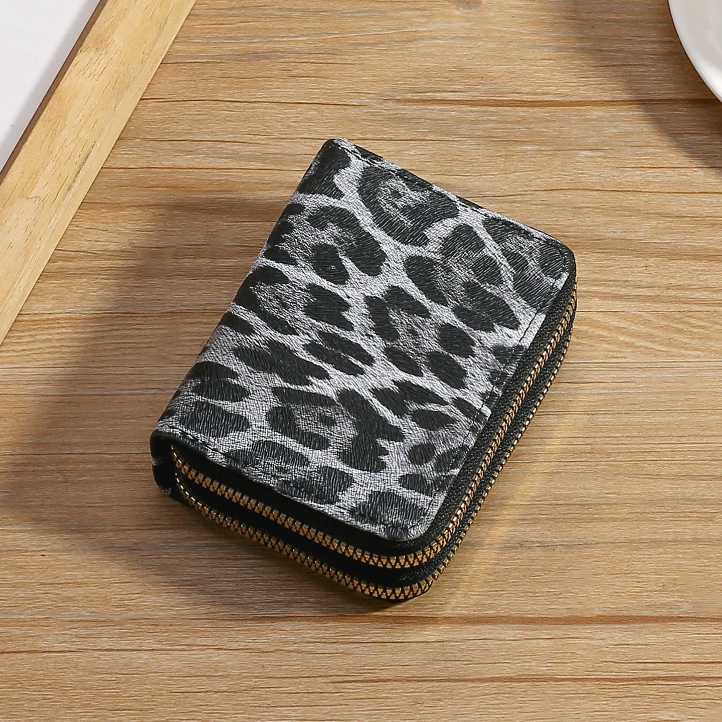 Wholesale Retro Leopard Print PU Coin Purse Double Zipper Card Holder Fashion Accessory Boutique Gift