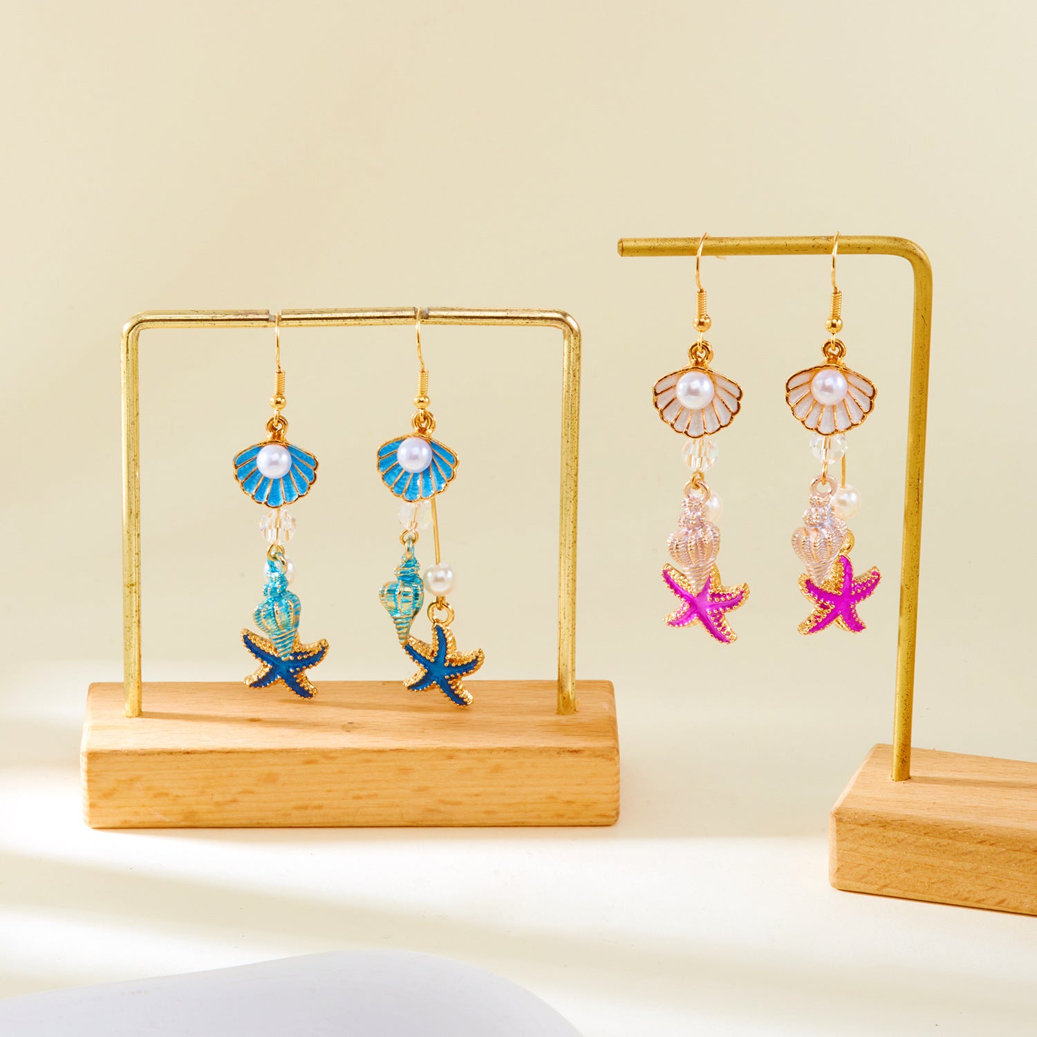 Wholesale Ocean Style  Summer  Starfish Long Pearl Earrings