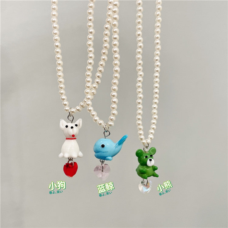 Wholesale  Retro Color Beaded Flower Necklace