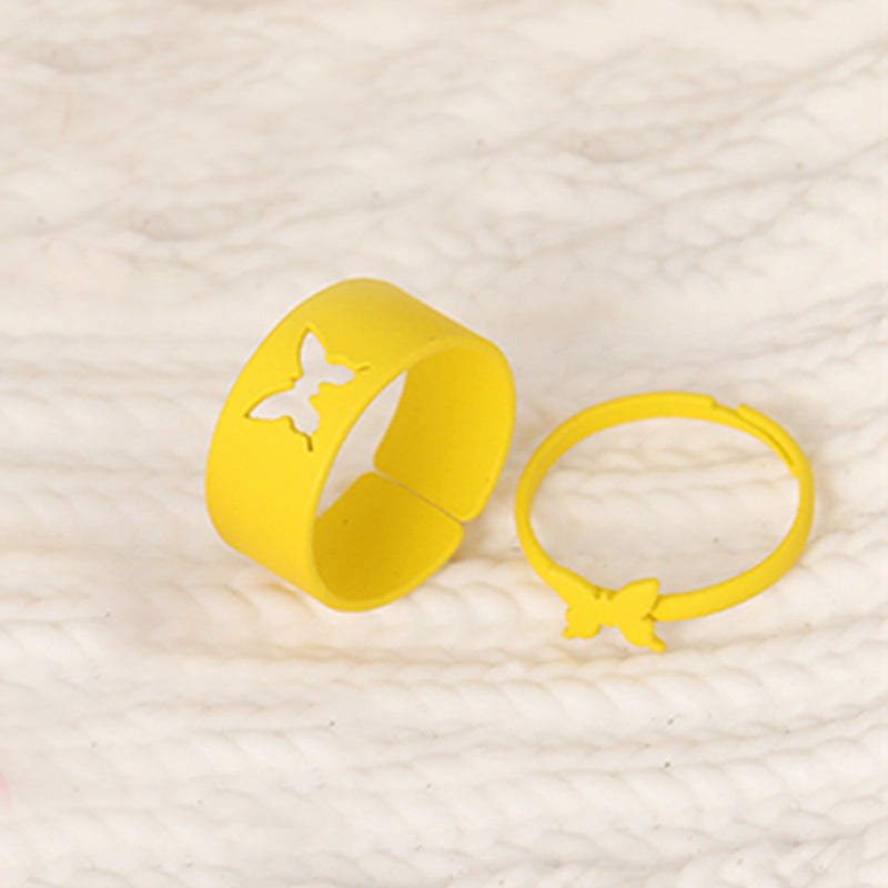 Wholesale 2PCS Two-piece adjustable butterfly ring set