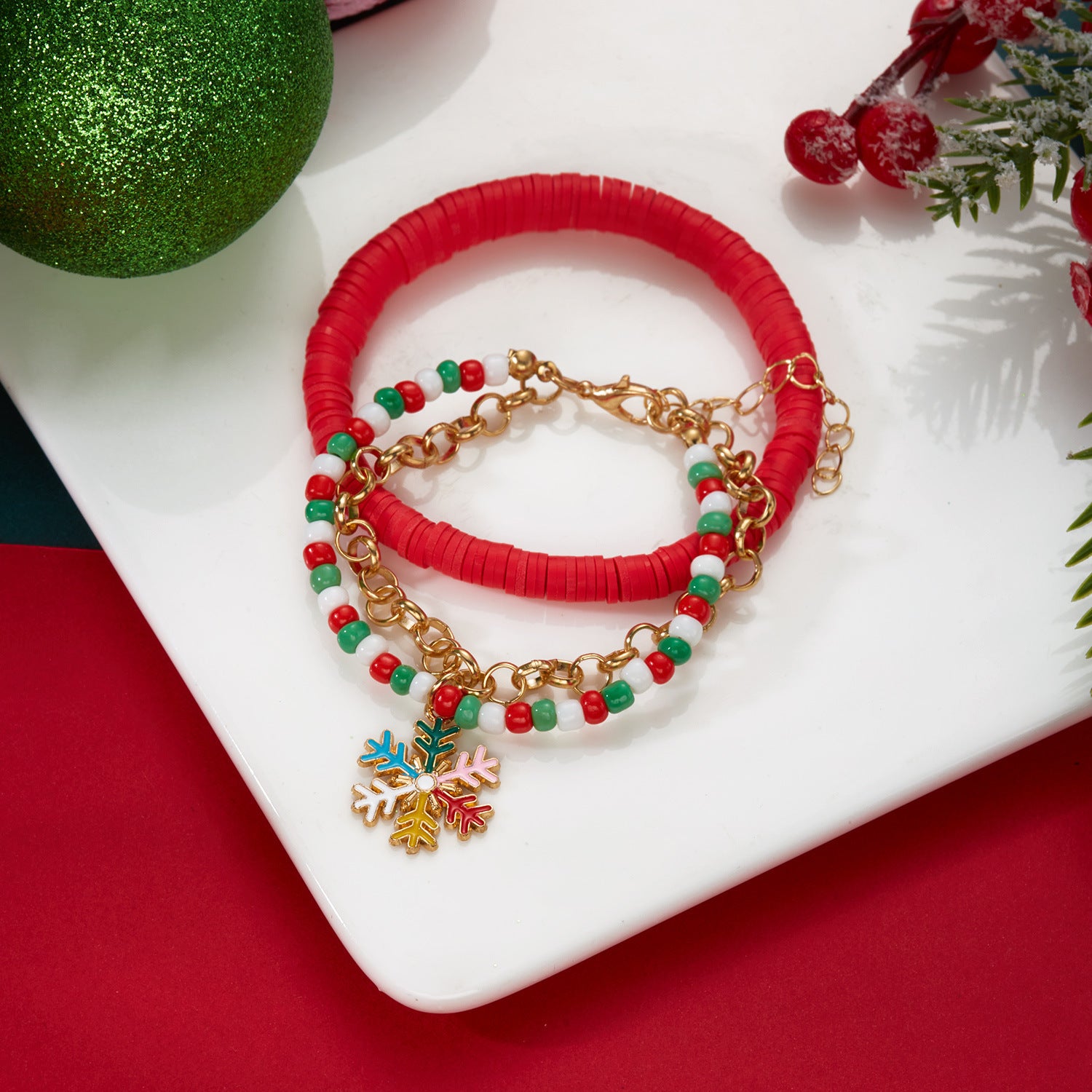 Wholesale stackable snowflake pendant Christmas bracelet