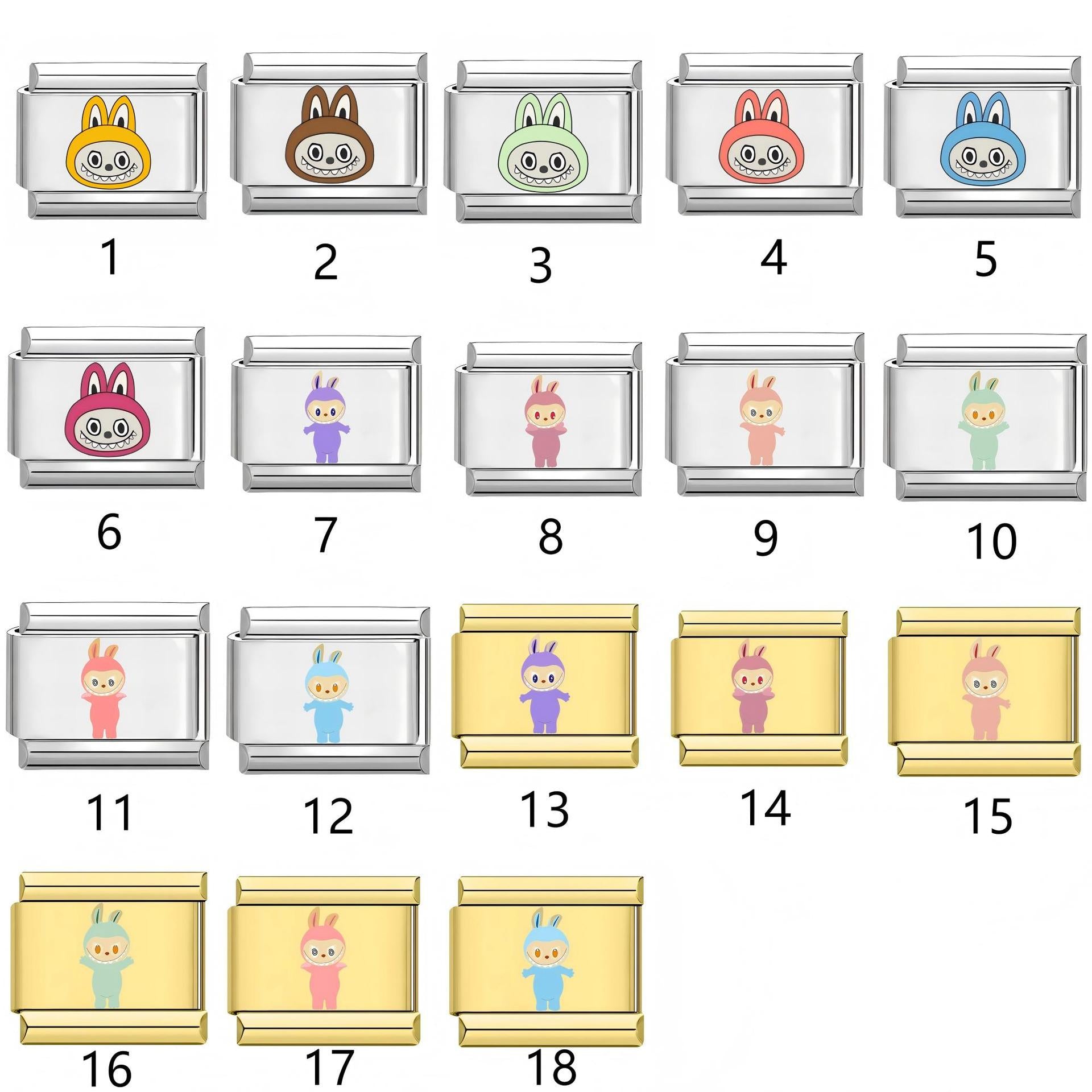 Wholesale 10pcs Italian Charm Bracelet 9mm DIY Splicing Cartoon Cute Stainless Steel Composable Bracelet