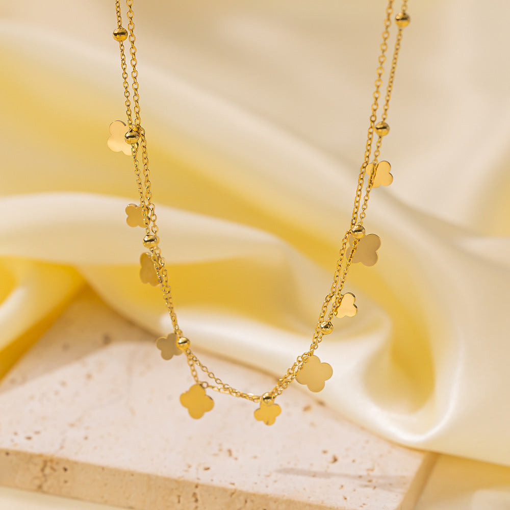 Wholesale Retro Irregular Titanium Steel Necklace Plated 18K Gold Multi-layered Necklace Gold Plated Necklace ACC-NE-Tais004