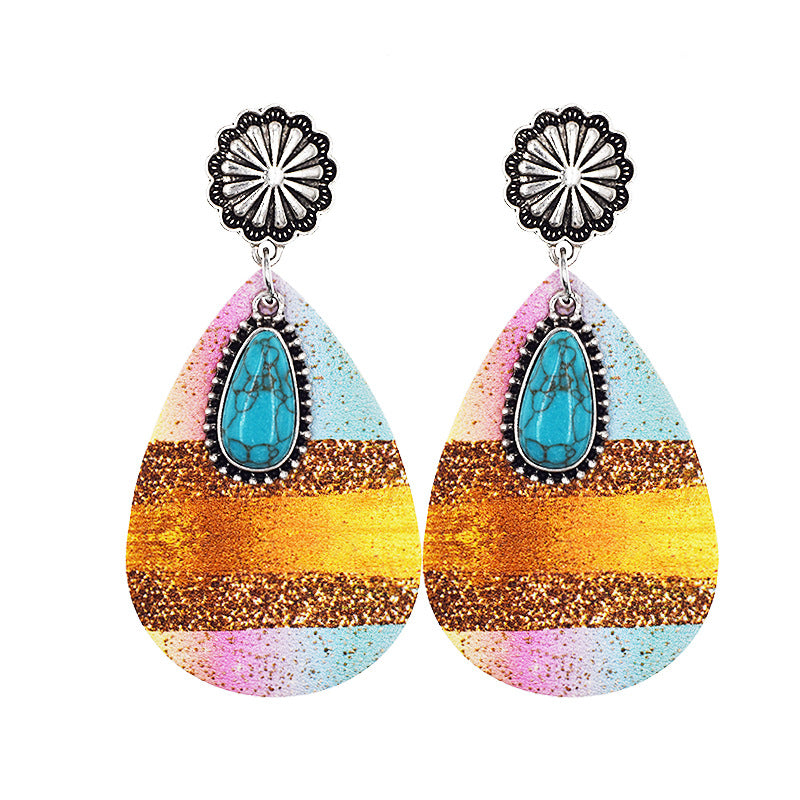 Wholesale Western Denim distressed style earrings
