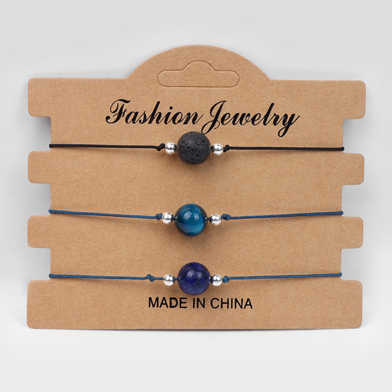 Wholesale Handmade Natural Agate Stone Woven Rope Unisex Couple Bracelet Stylish Fashion Accessory Boutique Gift