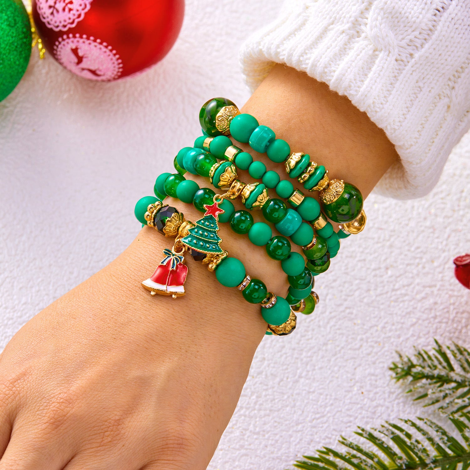 Wholesale Christmas  Elk Beaded Multi-Layer Bracelet