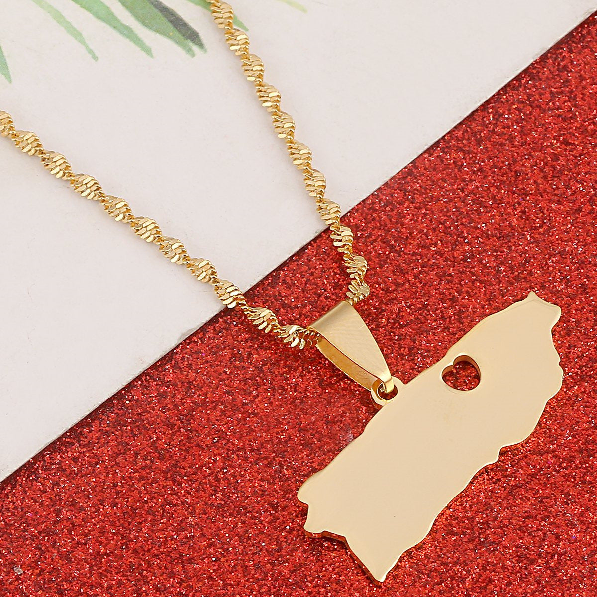 Wholesale  Puerto Rico stainless steel map necklace