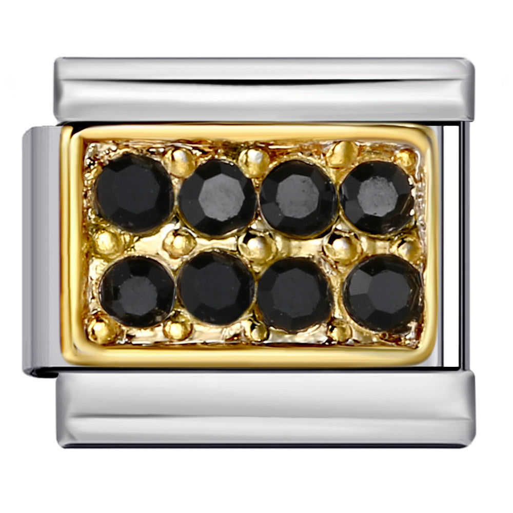 Wholesale Italian Charm Bracelet 9mm DIY Splicing Removable Diamond Square Stainless Steel Composable Bracelet