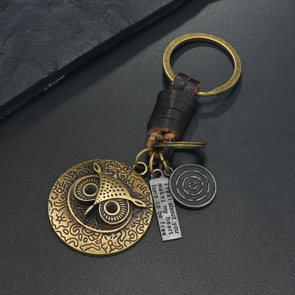 Wholesale Alloy Bronze Owl Vintage Keychains