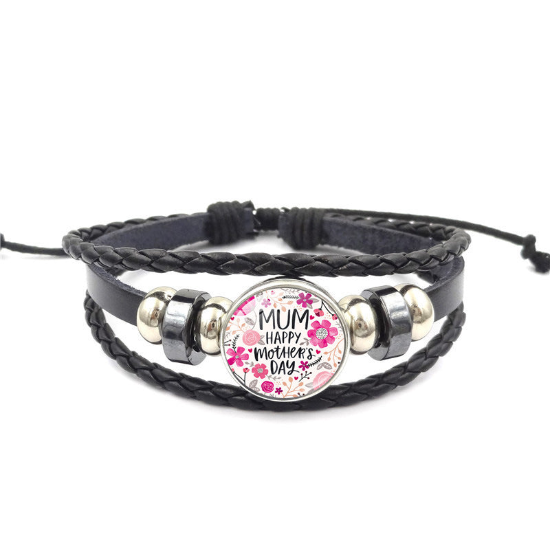 Wholesale Mother's Day  vintage punk style multi-layer beaded woven bracelet