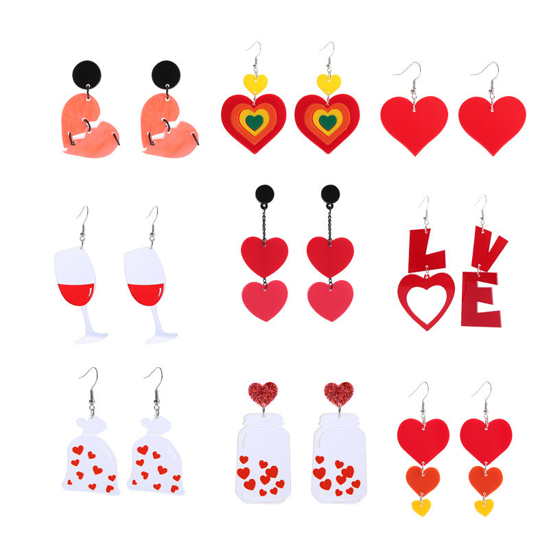 Wholesale Love Earrings Red Heart Valentine's Day Earrings ACC-ES-ChouT007