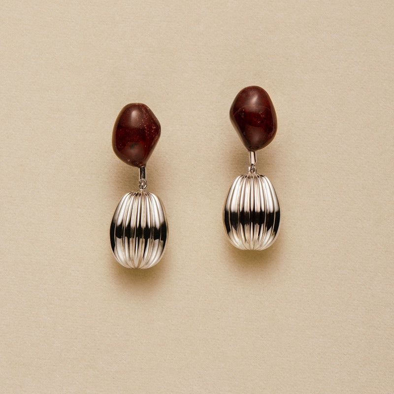 Wholesale silver light luxury red earrings