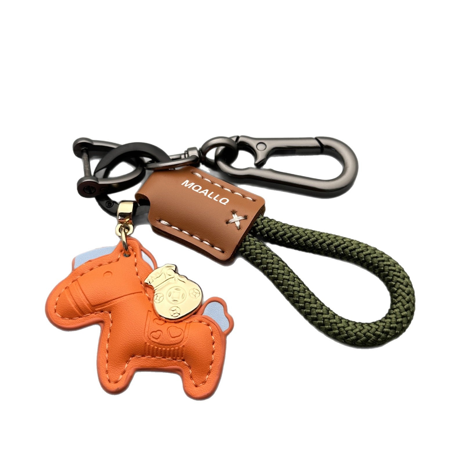 Wholesale Modern Minimalist Keychain with Green Flocked Rope and Pony,  Car Key Accessory for Boutique Resale