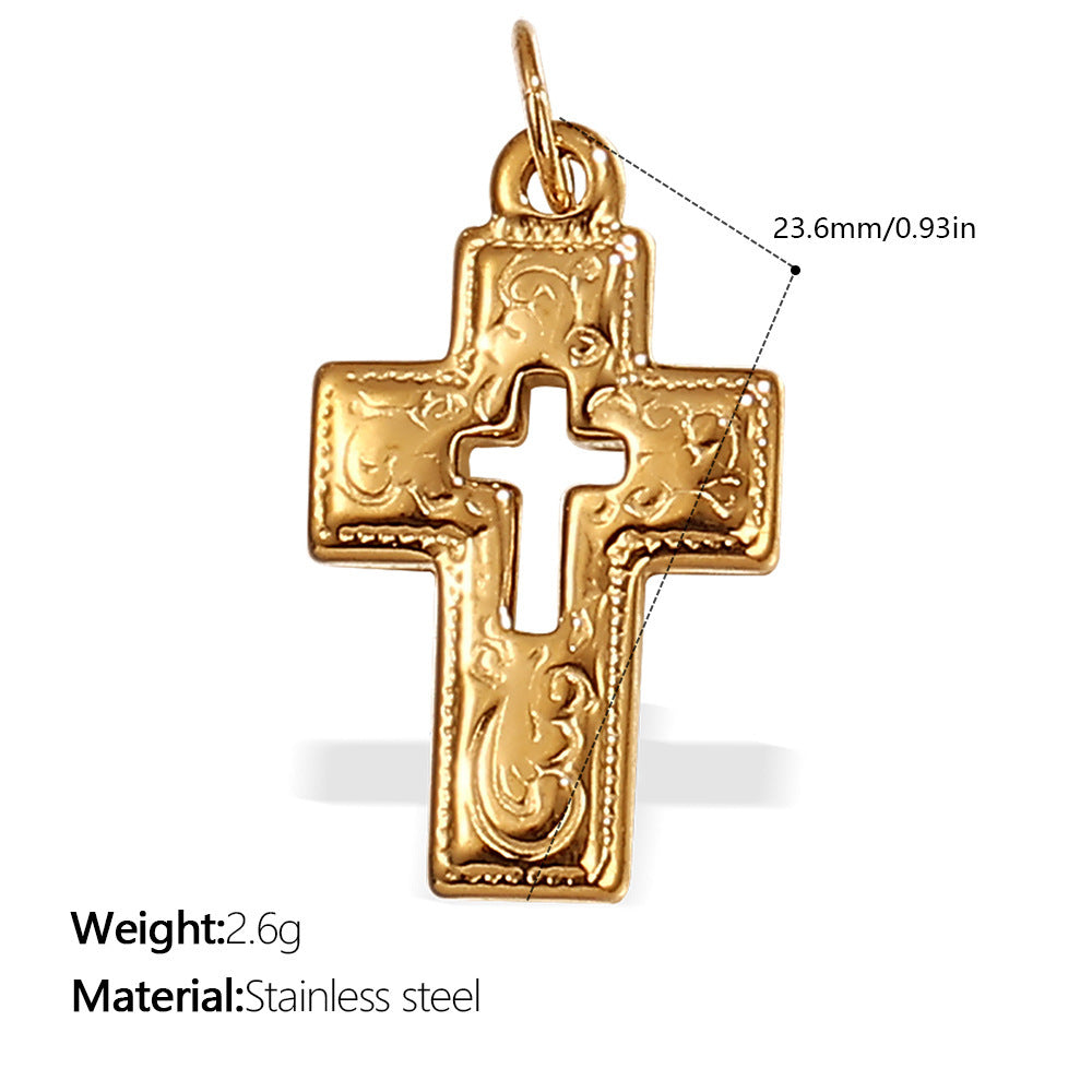 Wholesale Irregular Cross-Shaped DIY Stainless Steel Pendant Full Diamond Jewelry Accessories Necklace Zircon Diamond Inlaid