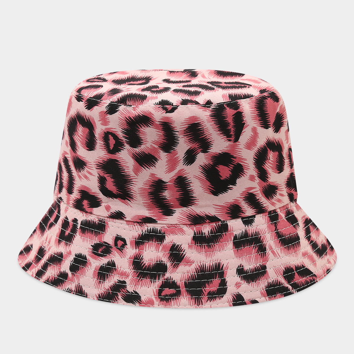 Wholesale  Leopard Pattern Double-sided Basin Hat Fisherman Hat Bucket Hat