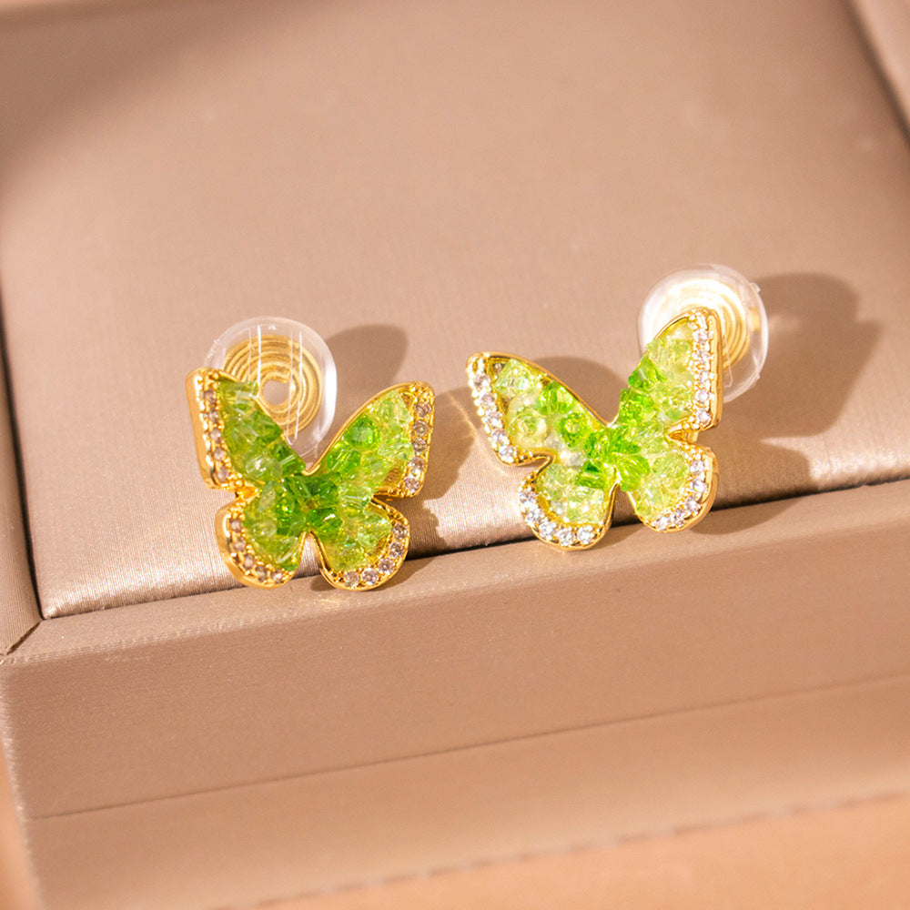 Wholesale Gradient Crystal Butterfly Mosquito Incense Plate Ear Clip  Earrings