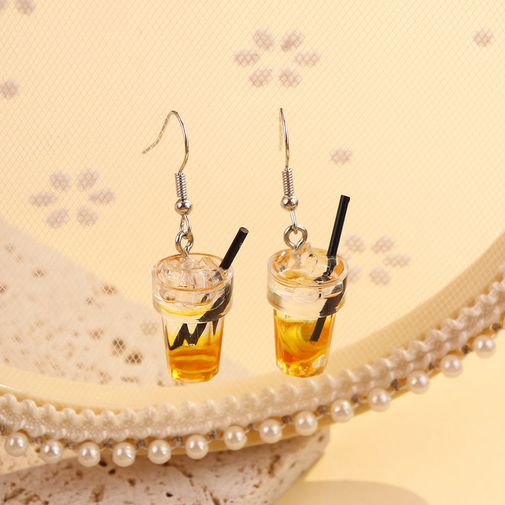 Wholesale 3D Ice Cube Ice Tea Lemon Suction Cup Earrings