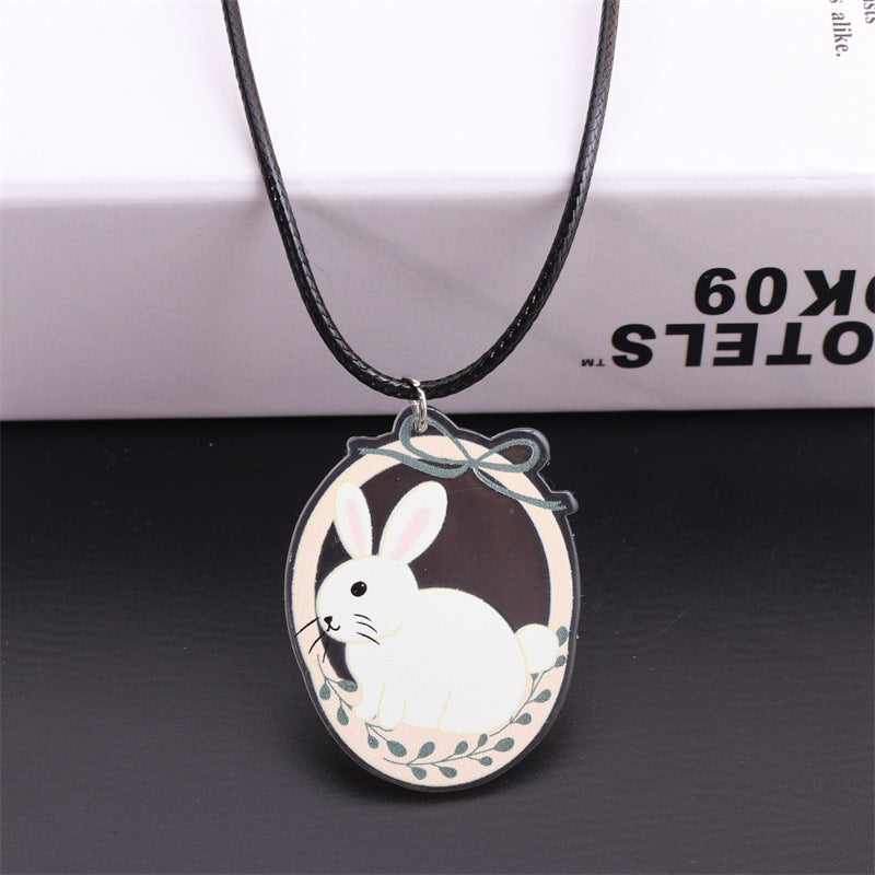 Wholesale Easter Bunny Egg Acrylic Pendant Necklace ACC-NE-DA002
