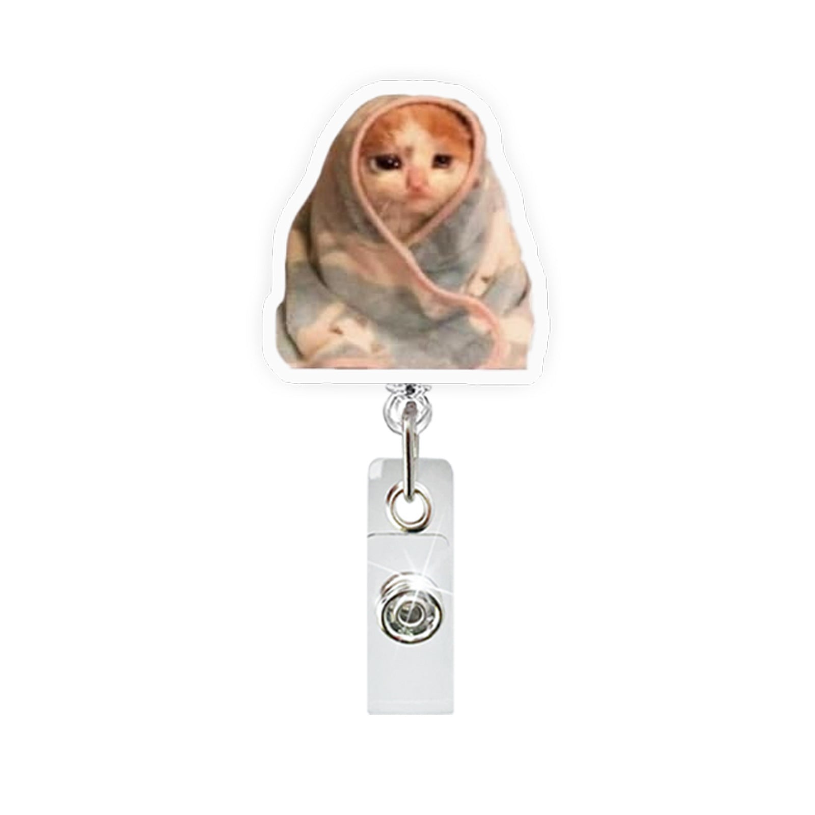 Wholesale Funny Cat Emoticon Acrylic Retractable Badge Reel for Party Gift