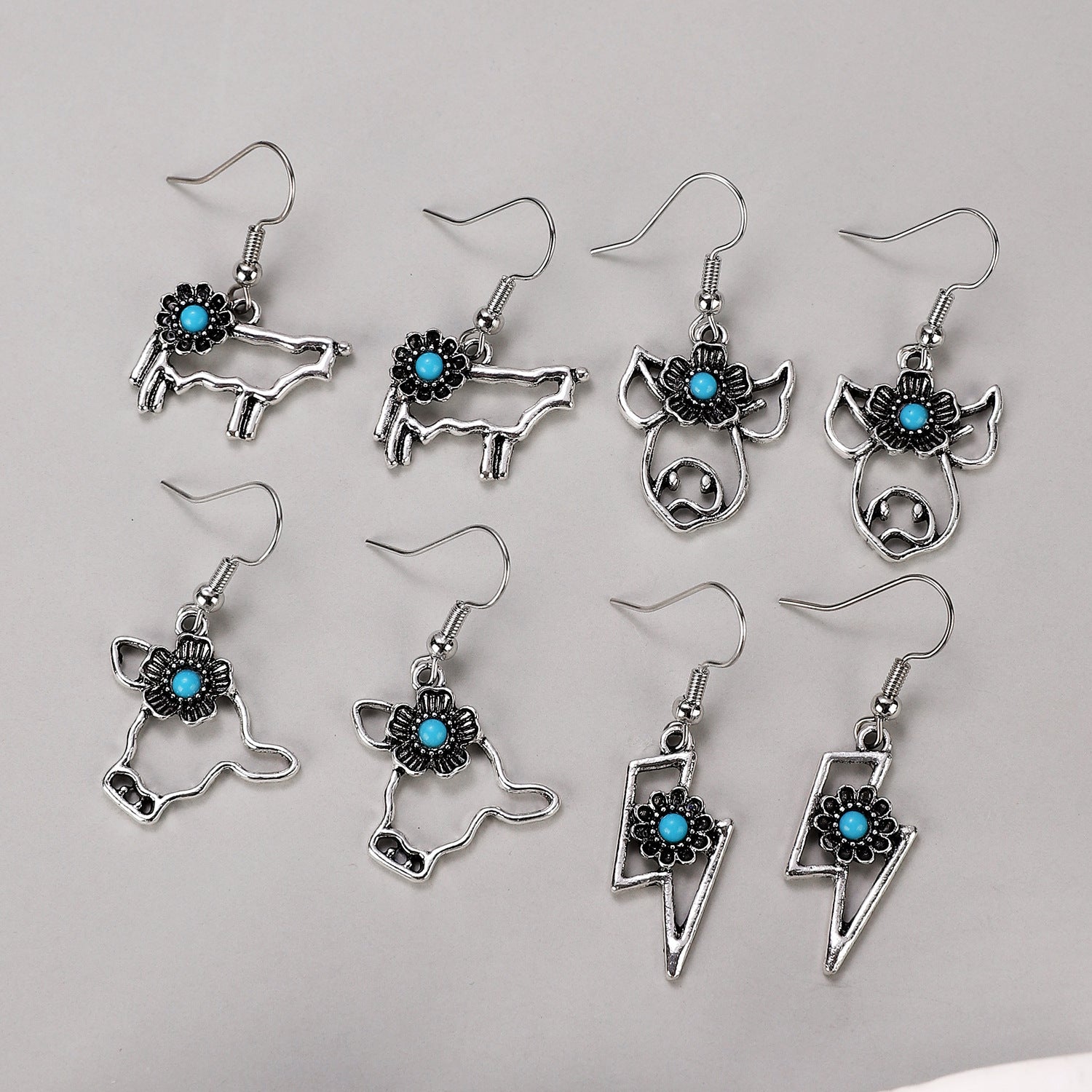Wholesale  Retro Bohemian Turquoise Hollow Earrings