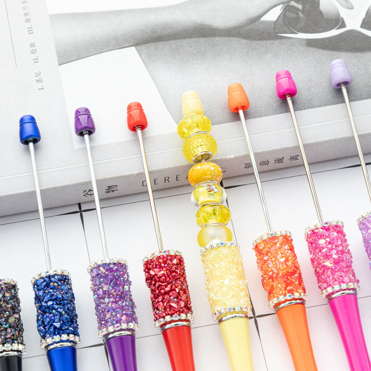 Wholesale Beadable Pens Rhinestones Crushed Stone DIY Pen Office Supplies Gift ACC-PN-CY007