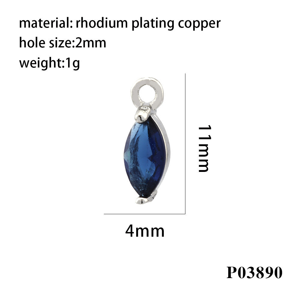 Wholesale 18K gold-plated micro-inlaid zircon colorful geometric marquise pendant