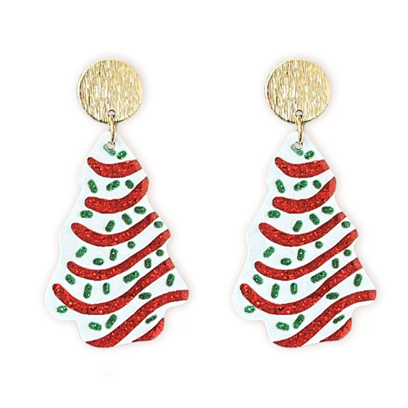Wholesale 2 pairs/ pack Christmas Gingerbread House Flamingo Christmas Cookies Sparkling Earrings