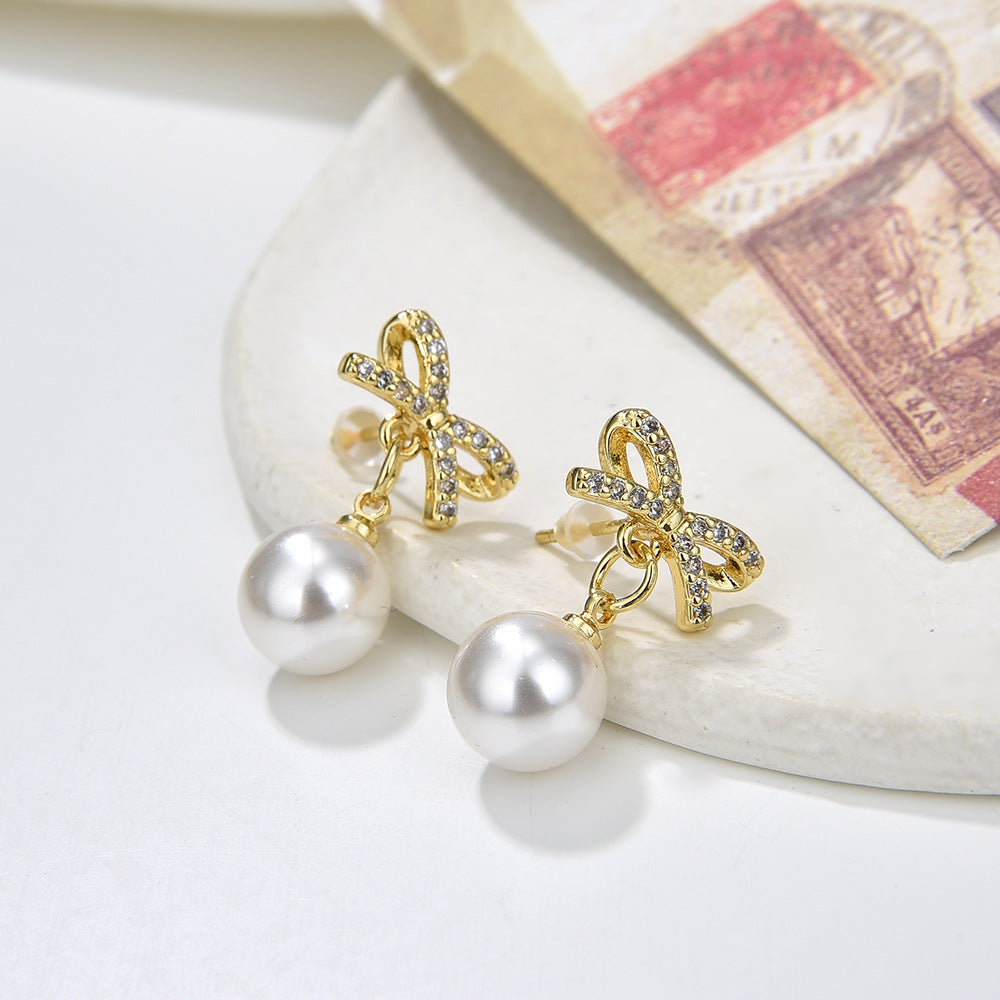 Wholesale Bow Pearl Earrings
