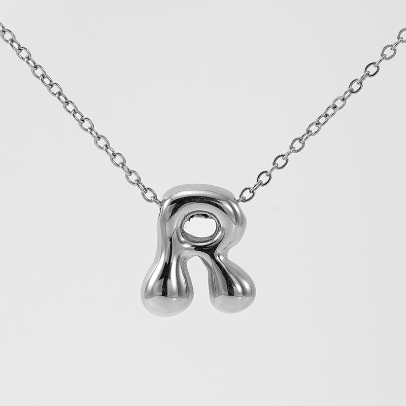 Wholesale  titanium steel smooth bubble letter necklace