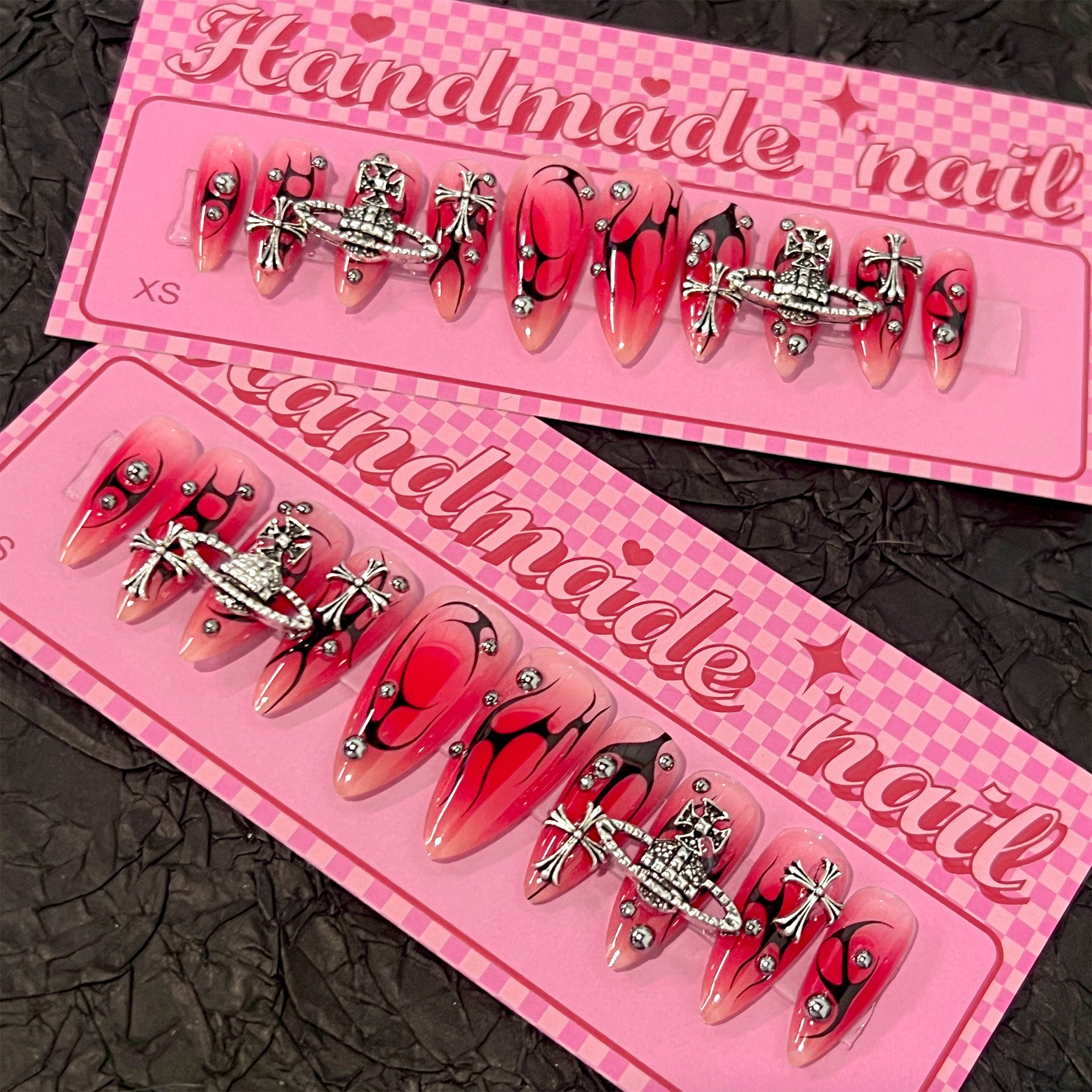 Wholesale 24 Pieces/box Flame Press-on Nails Kits Nail Stickers ACC-NS-LeFan045