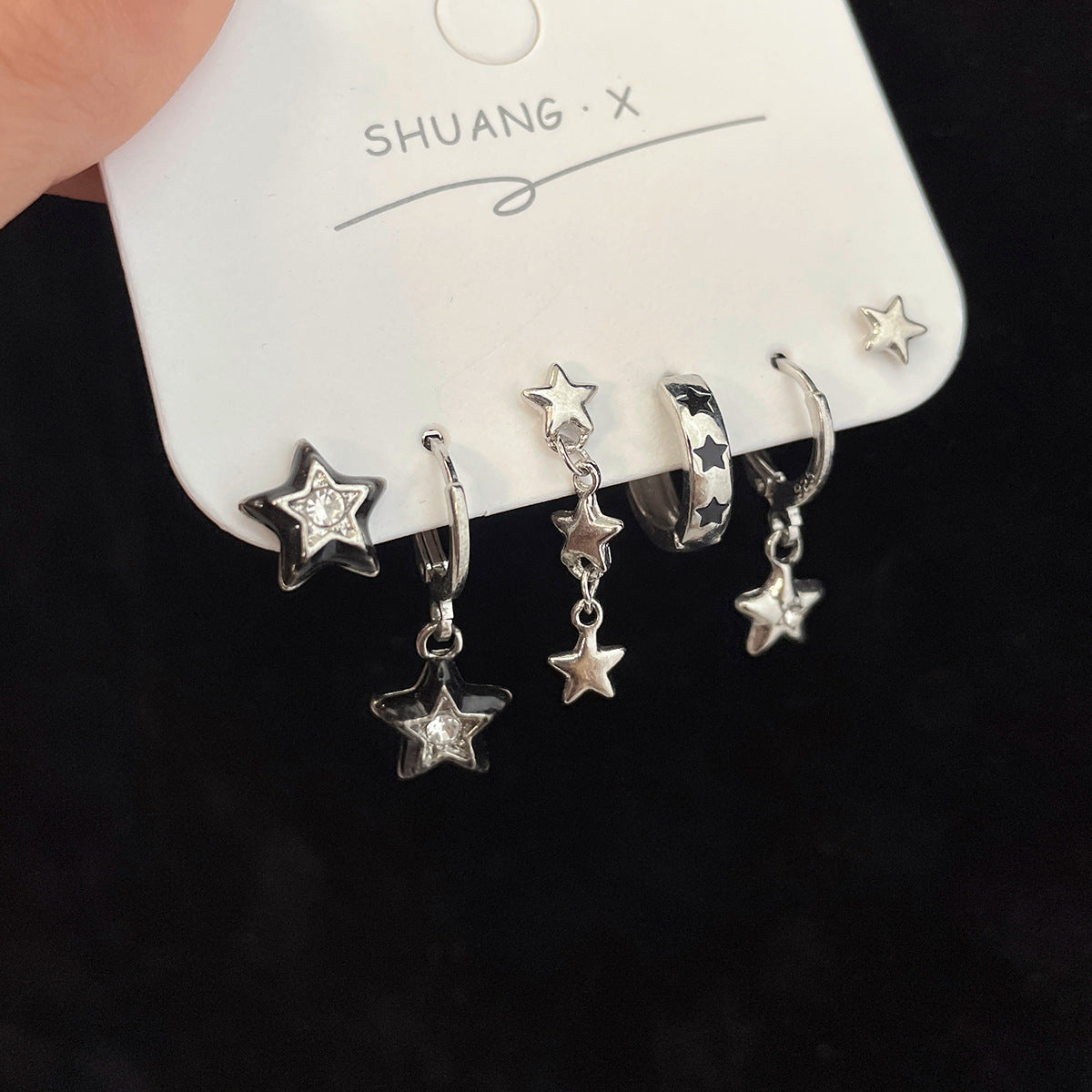 Wholesale Distinctive European and American Style Five-pointed Star Earrings Star Earrings suit Niche Design Sense Earrings Cross Earrings Earrings
