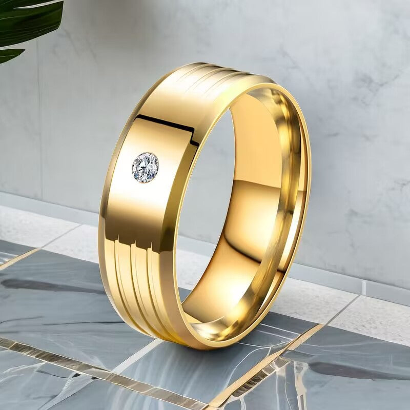 Wholesale Titanium Steel ring diamond-embedded personality men's ring