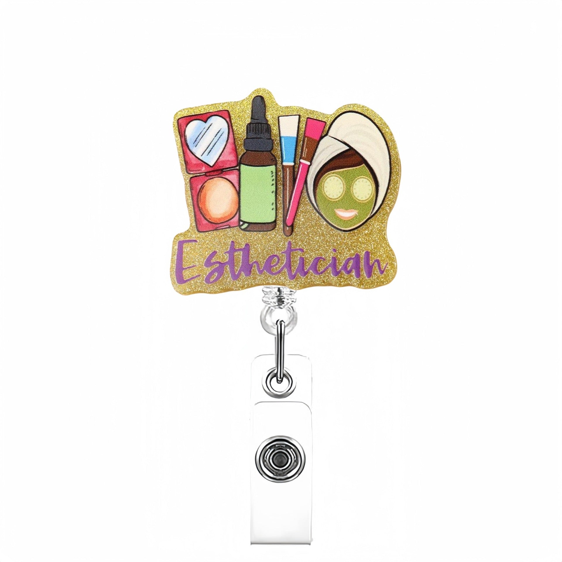 Wholesale Humorous and interesting short phrase acrylic Retractable Rotating Badge Keychain