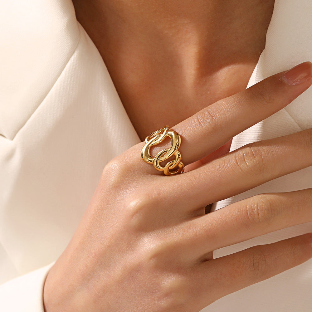 Wholesale  popular geometric Oval stainless steel ring