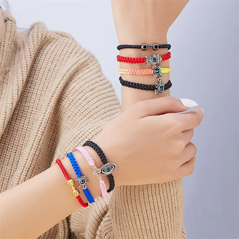 Wholesale  large dumbbell energy woven bracelet