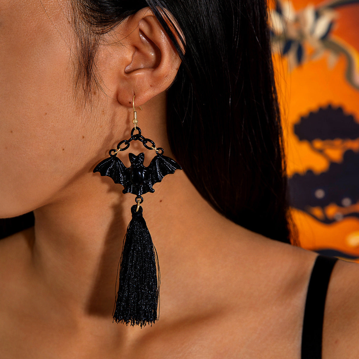 Wholesale   funny  skull tassel rice beads earrings