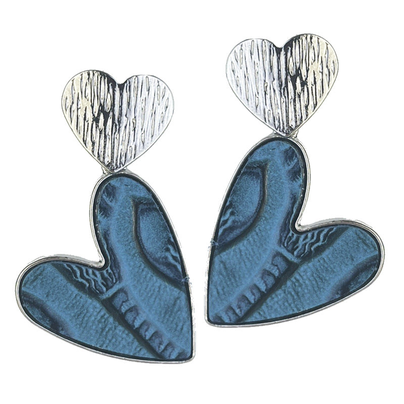 Wholesale 2 Pairs/pack Western Style Metal Double Heart Earrings Aztec Alloy Earrings ACC-ES-HY158