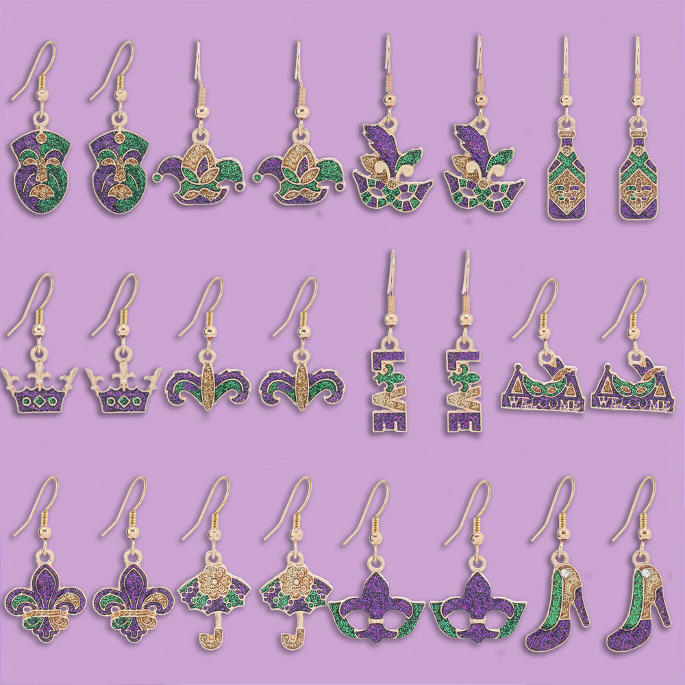 Wholesale Carnival Earrings Glittering Iris Mask Umbrella Dangles