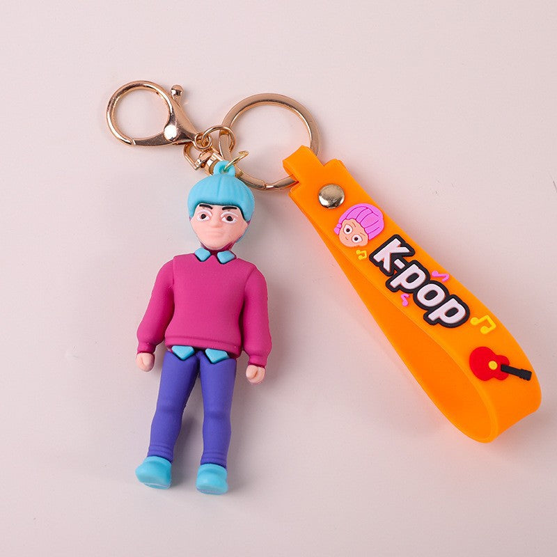 Wholesale PVC soft glue witch hunting girl group surrounding key chain