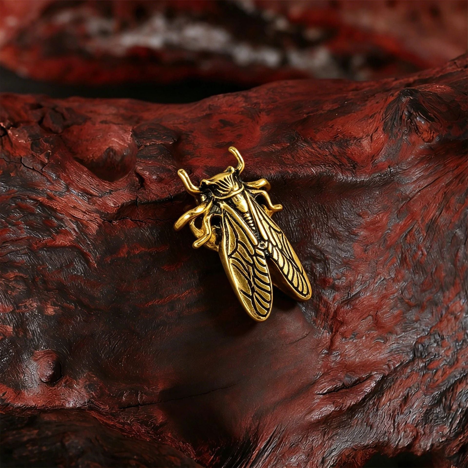 Wholesale Antique Gold Zinc Alloy Insect Cicada Ring Open Adjustable Band Trendy Casual Jewelry For Women Everyday Wear Gift