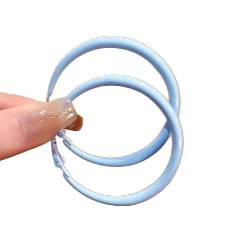Wholesale Milky blue glaze hoop earrings