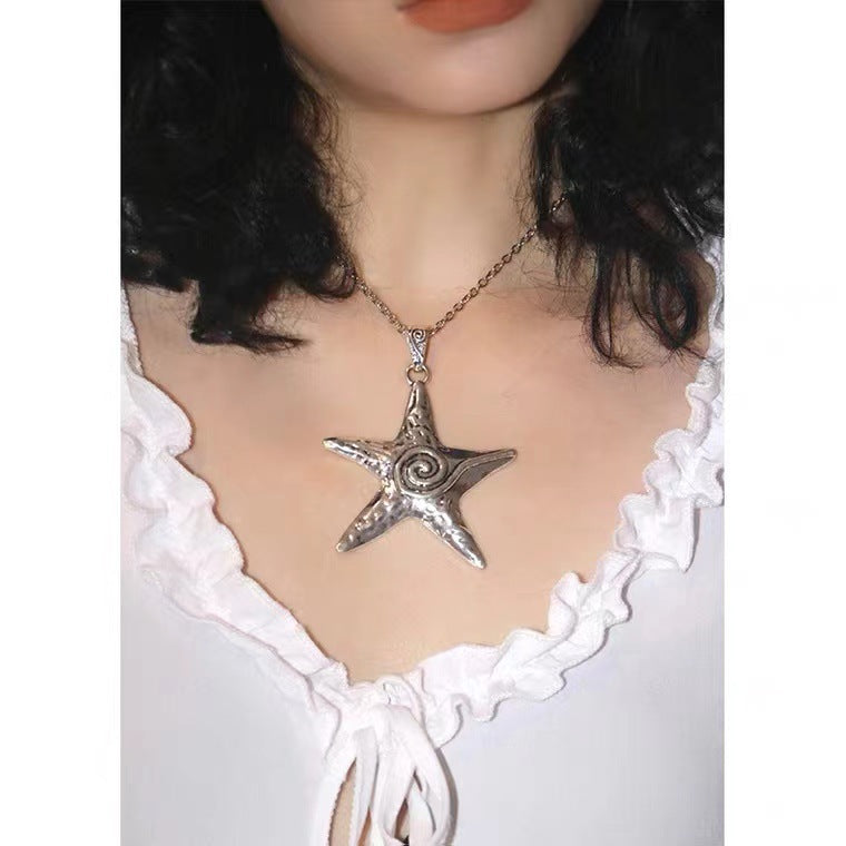Wholesale Y2K Sweet Cool Sea Star Necklace Female Niche Retro Sweet Cool Spice Girl Style Sub-culture Ins Star Starfish Clavicle Chain
