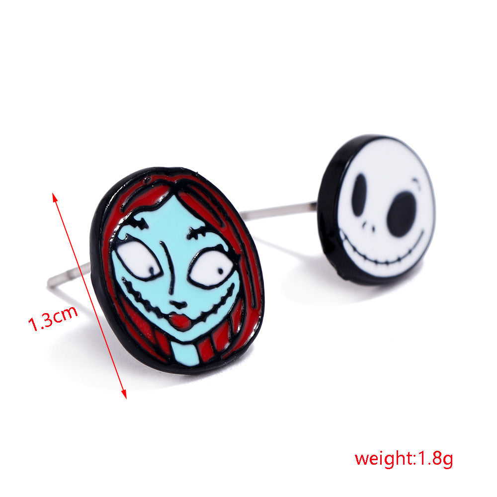 Wholesale horror funny skull  pumpkin alloy oil drop earrings