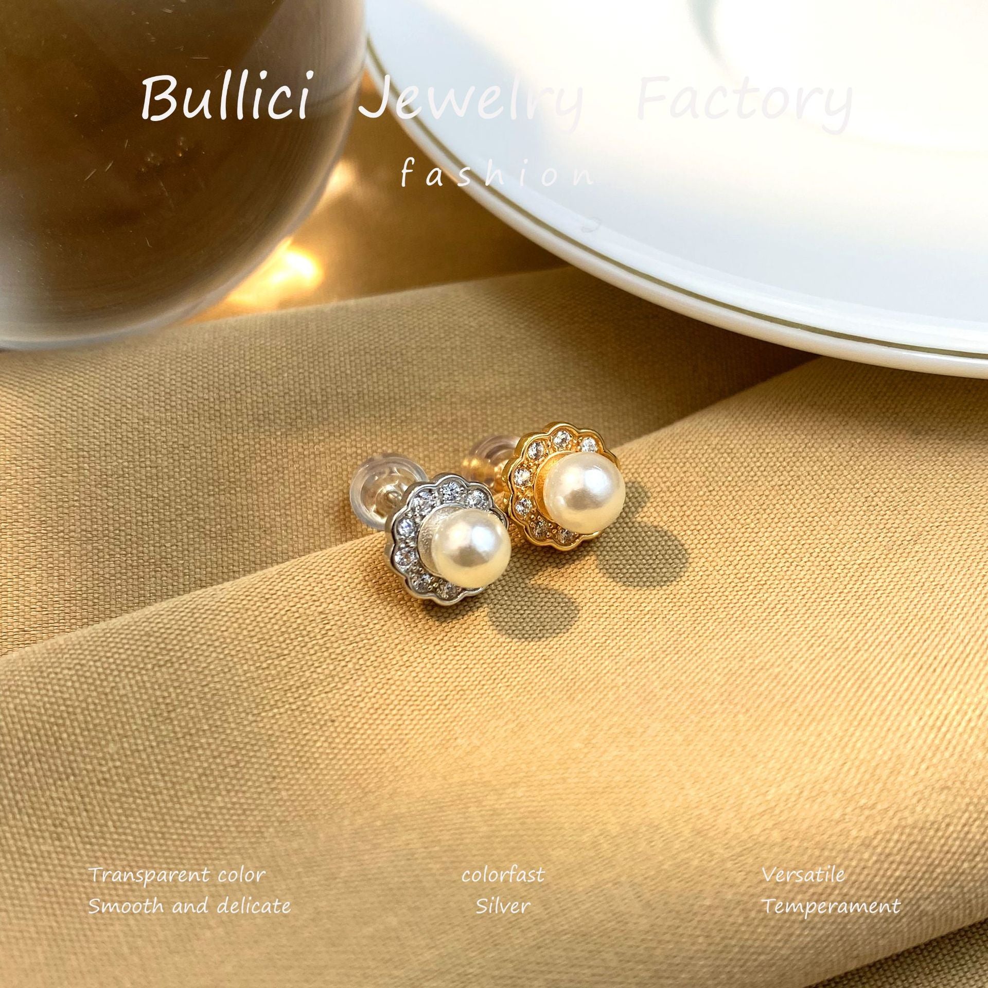 Wholesale  S925 Sterling Silver Earrings Small Round Beads Flower Earrings