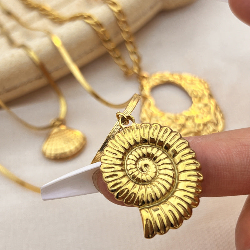 Wholesale Stainless Steel Pendant  Shell Clavicle Necklaces ACC-NE-YuSen003