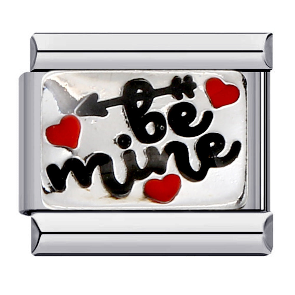 Wholesale Italian Charm Bracelet 9mm DIY Splicing Removable English Combination Stainless Steel Composable Bracelet