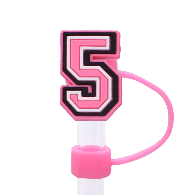 Wholesale Random 100pcs Pink letter cartoon Straw Cover Straw Tube Cap