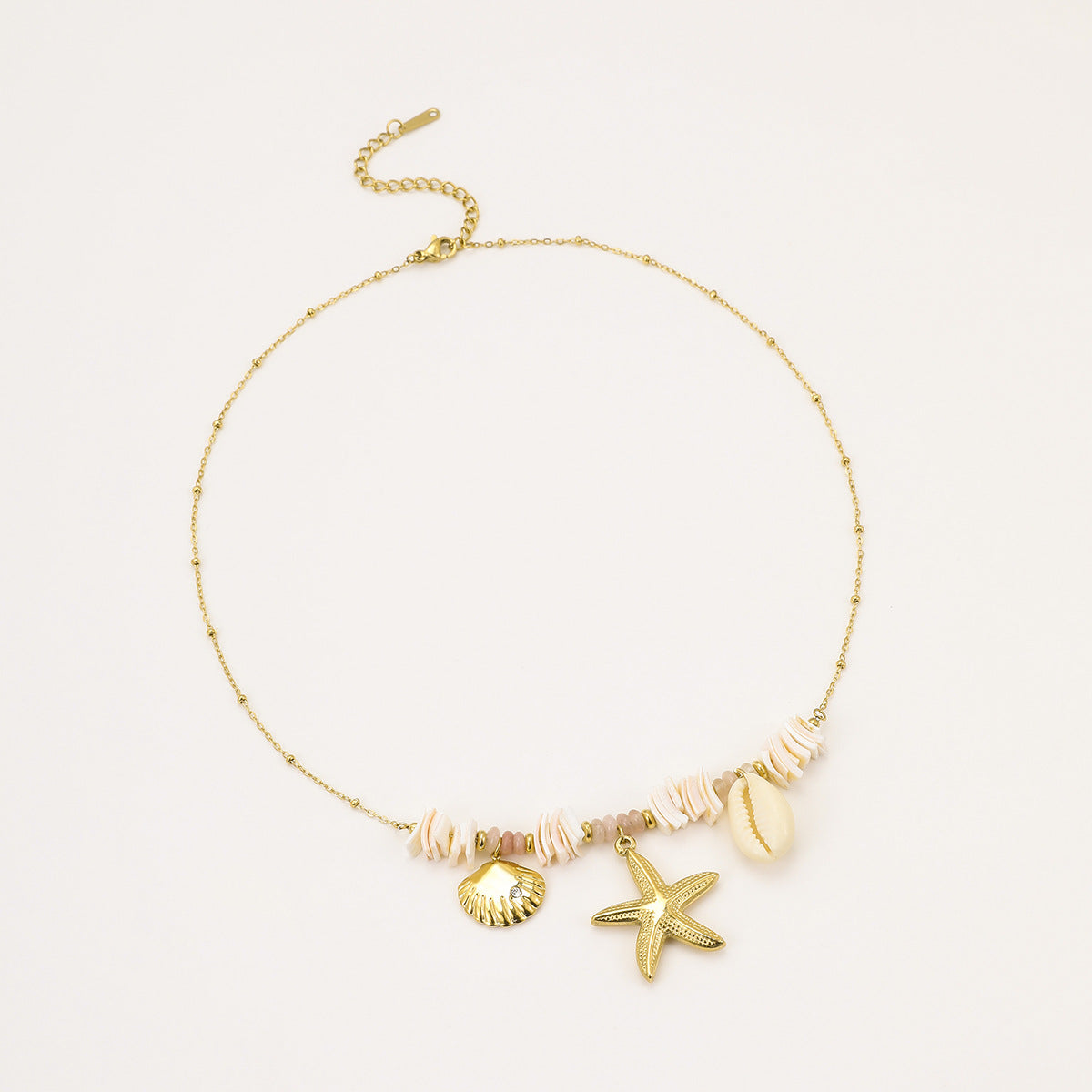 Wholesale  Ocean Vacation Summer Shell Starfish Necklace 18k Stainless Steel Clavicle Chain